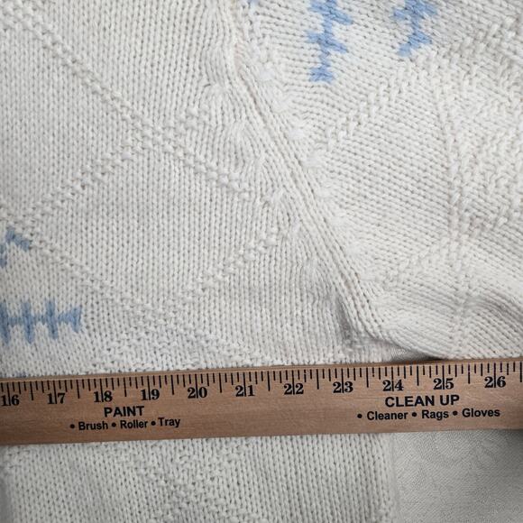 VTG Talbots Lambswool Angora Cardigan 1X Ivory Blue Snowflakes Holiday - Picture 12 of 14